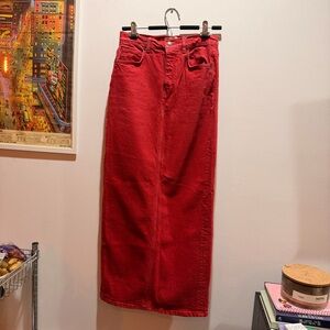 Reformation Red Jean skirt
